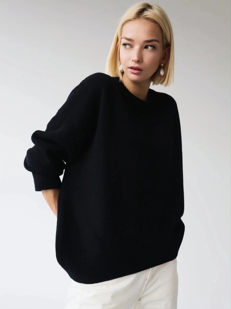 Women's Oversized Knitted Jumper Relaxed Crew Neck Pullover