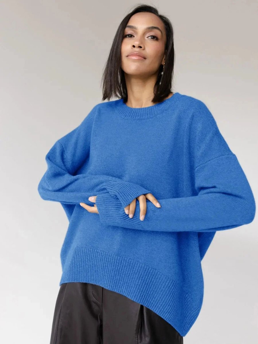 Women's Oversized Knitted Jumper Relaxed Crew Neck Pullover