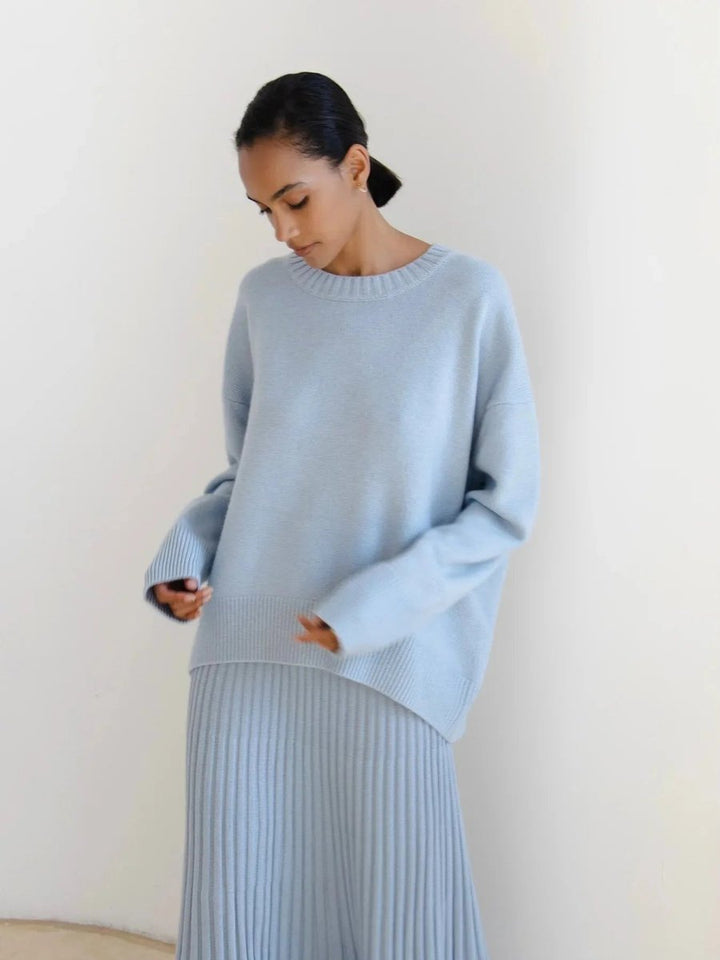 Women's Oversized Knitted Jumper Relaxed Crew Neck Pullover