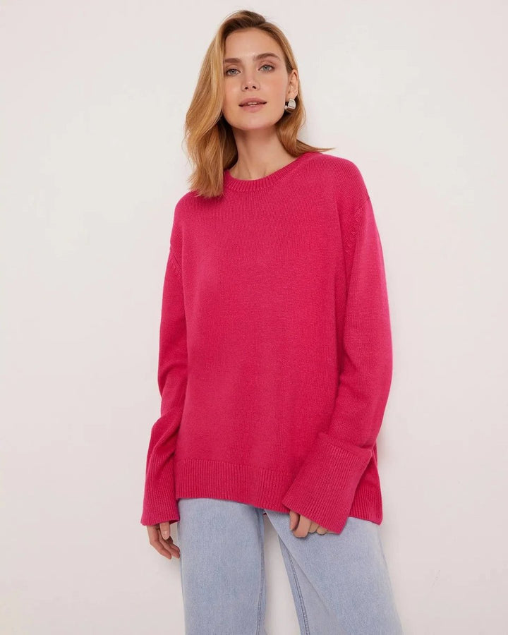 Women's Oversized Knitted Jumper Relaxed Crew Neck Pullover