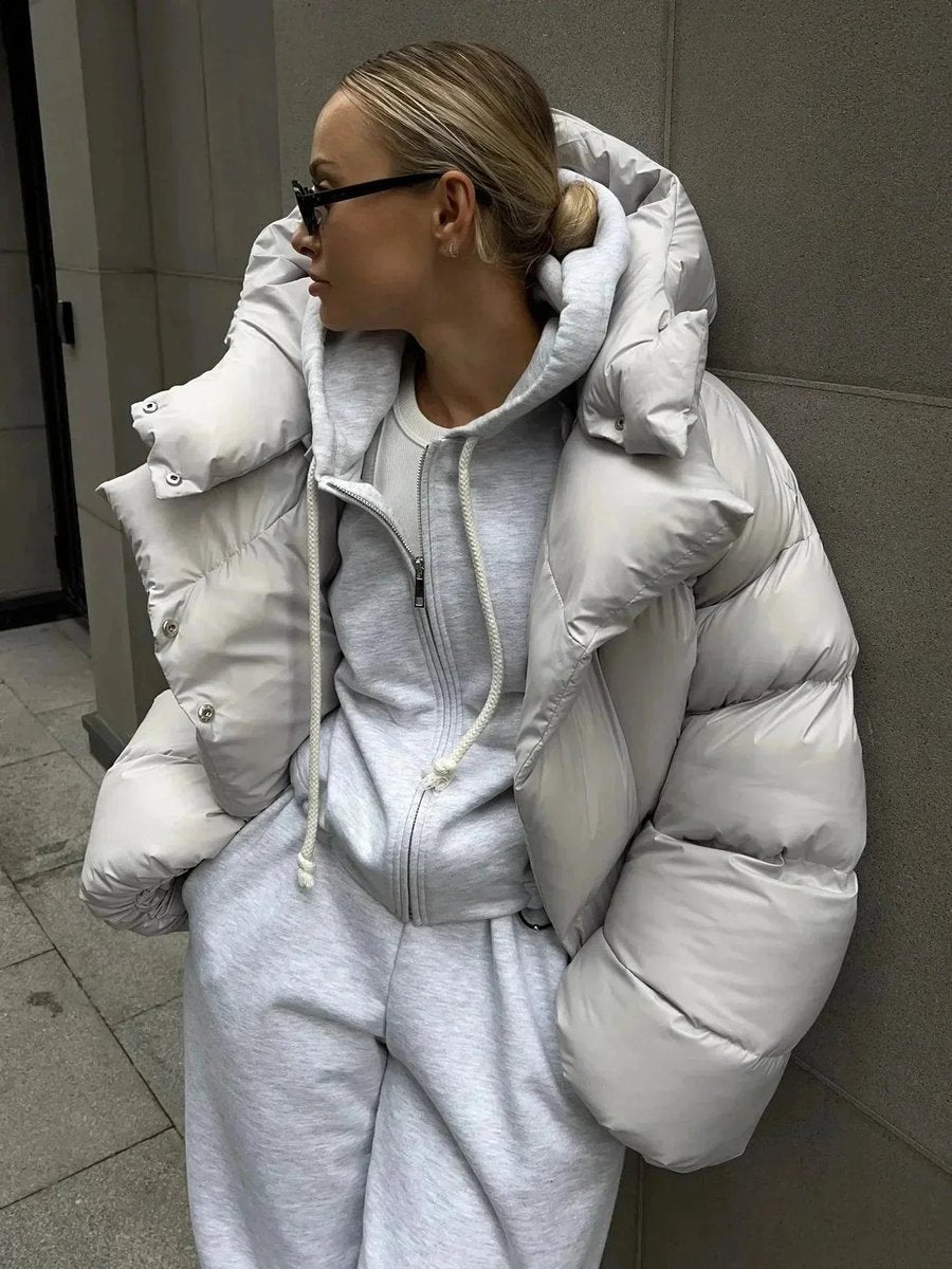 Women's Oversized Ladies Puffer Jacket High-Collar Quilted Coat