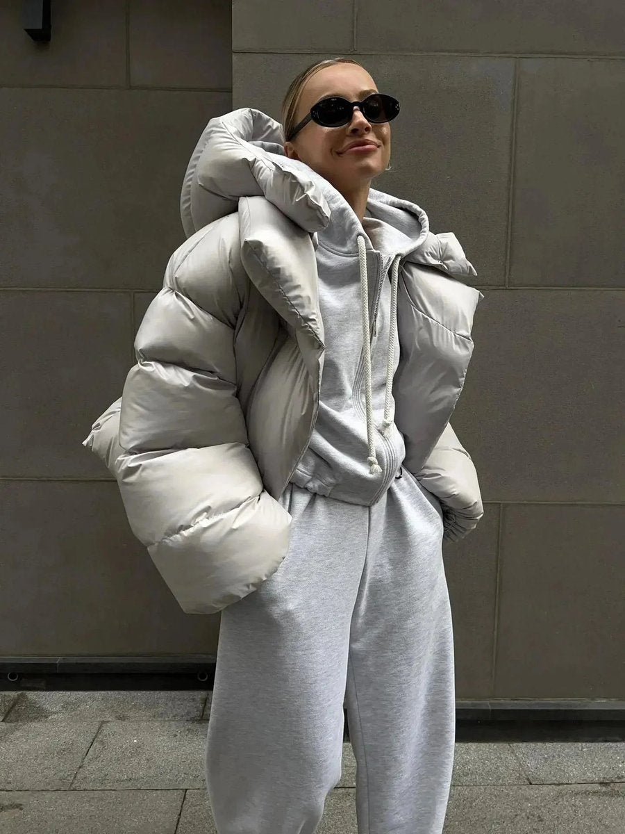 Women's Oversized Ladies Puffer Jacket High-Collar Quilted Coat