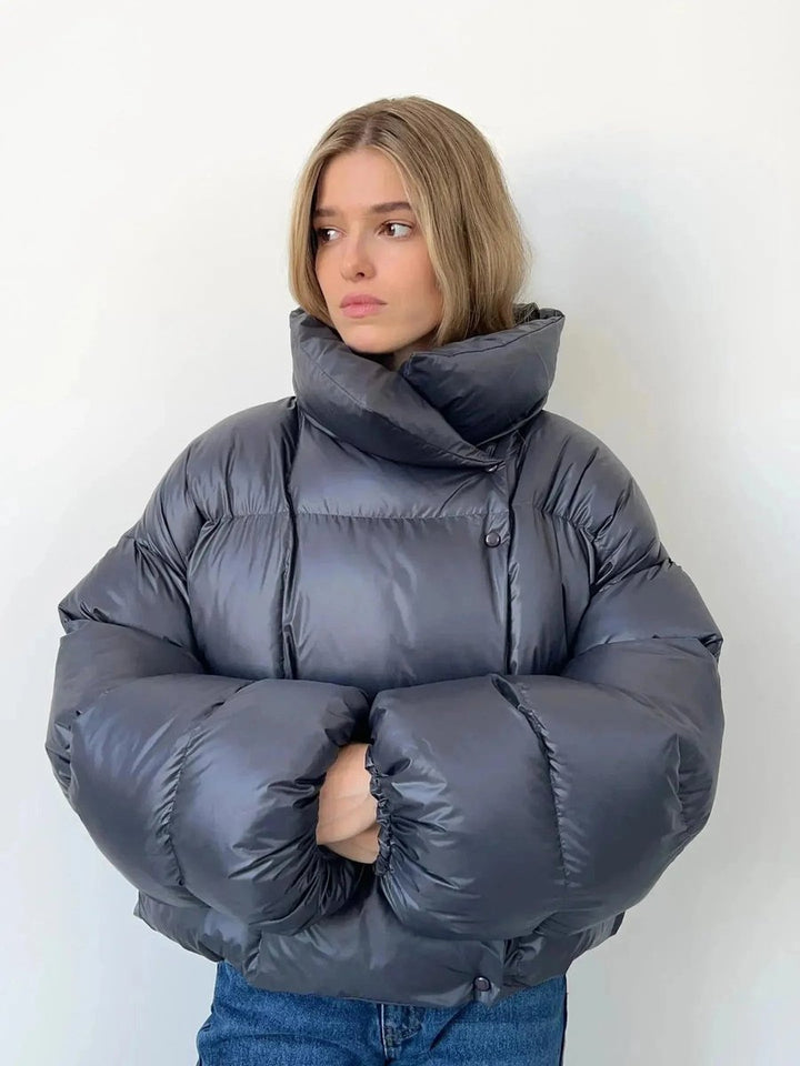 Women's Oversized Ladies Puffer Jacket High-Collar Quilted Coat