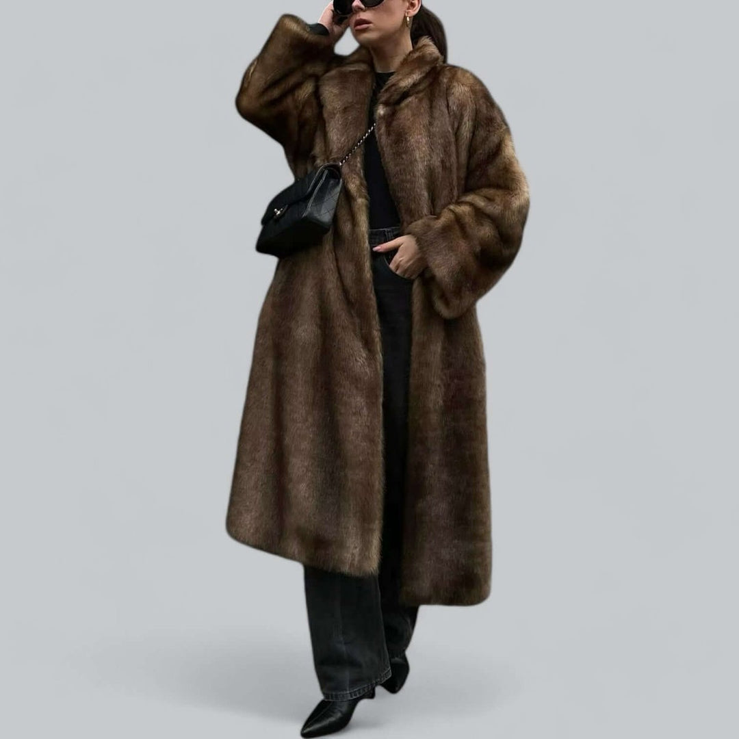 Women's Oversized Long Faux Fur Coat Relaxed Winter Trench Coat