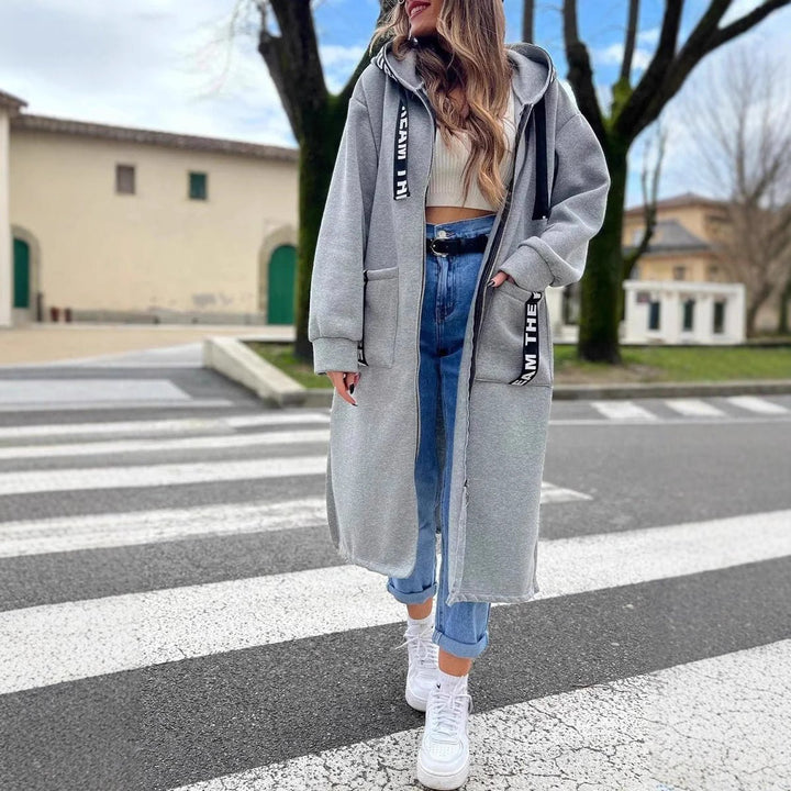 Women's Oversized Long Hooded Wool-Feel Coat Trench