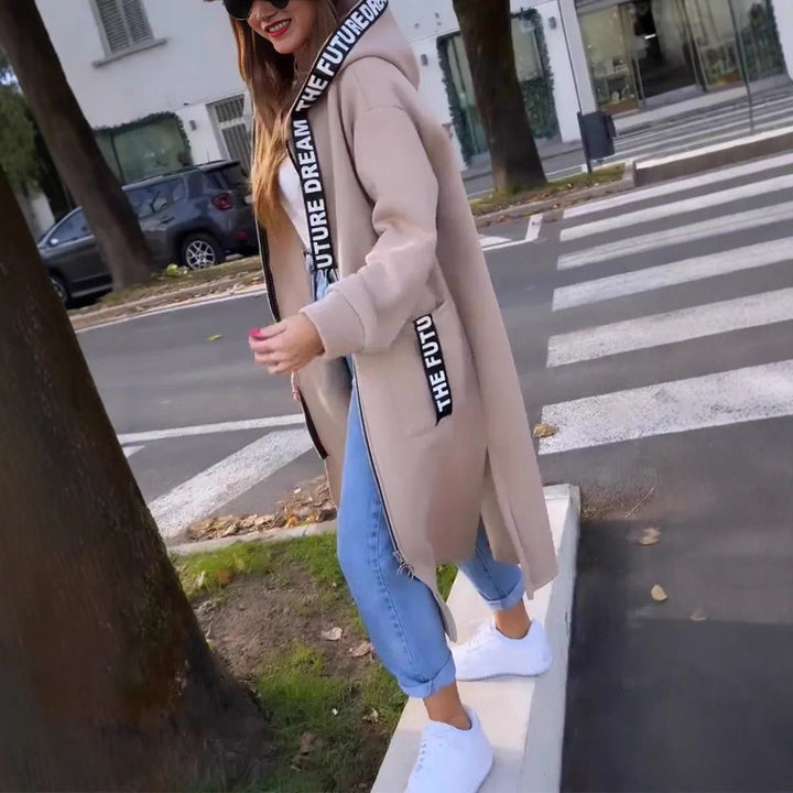 Women's Oversized Long Hooded Wool-Feel Coat Trench