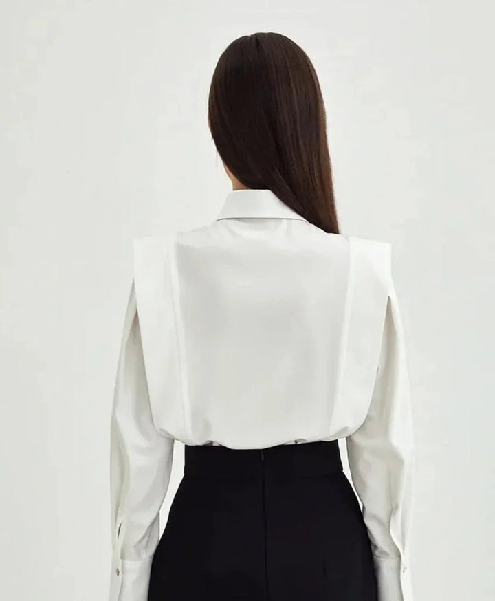 Women's Oversized Long-Sleeve Blouse Button-Up Satin Shirt
