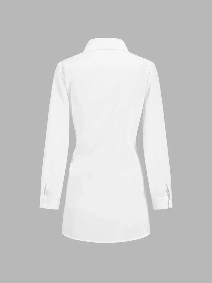 Women's Oversized Long-Sleeve Tie-Front Blouse