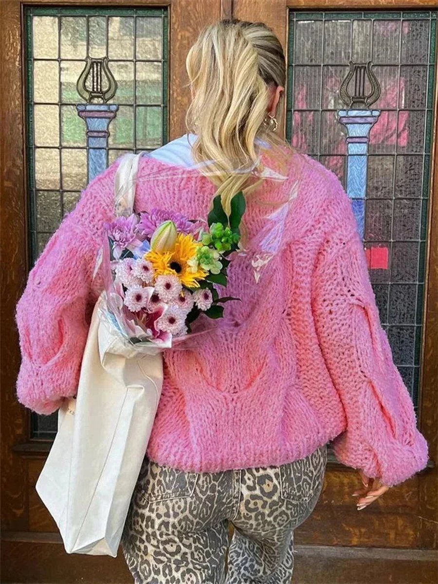 Women's Oversized Open-Knit Jumper Loose Batwing Sleeve