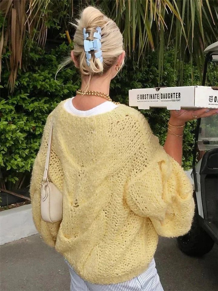 Women's Oversized Open-Knit Jumper Loose Batwing Sleeve