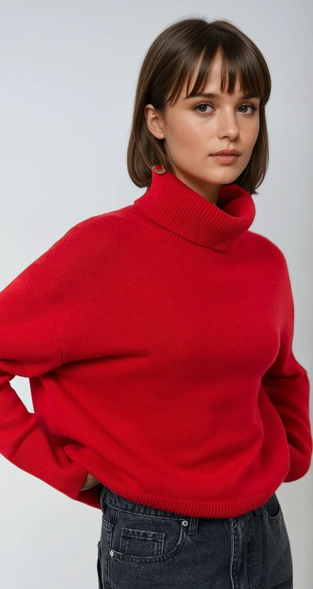 Women's Oversized Roll Neck Knitted Jumper