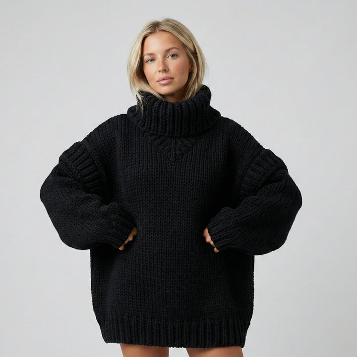 Women's Oversized Roll Neck Knitted Jumper Dress