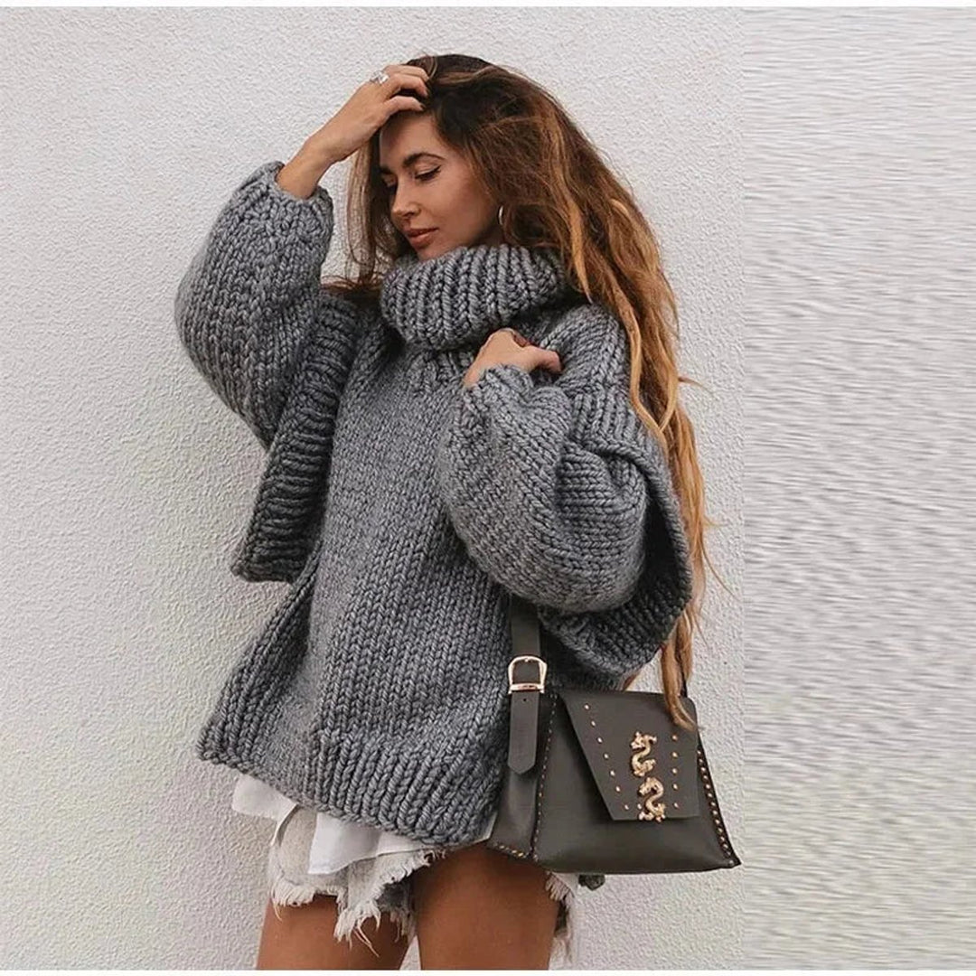 Women's Oversized Roll Neck Knitted Jumper Dress