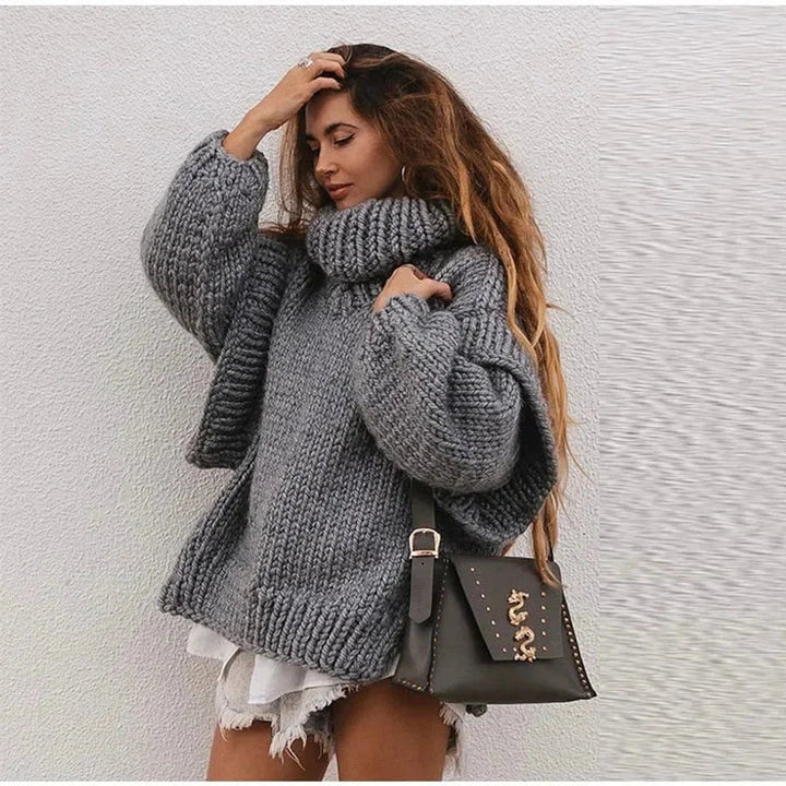 Women's Oversized Roll Neck Knitted Jumper Dress