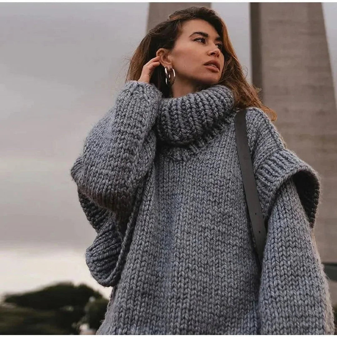 Women's Oversized Roll Neck Knitted Jumper Dress