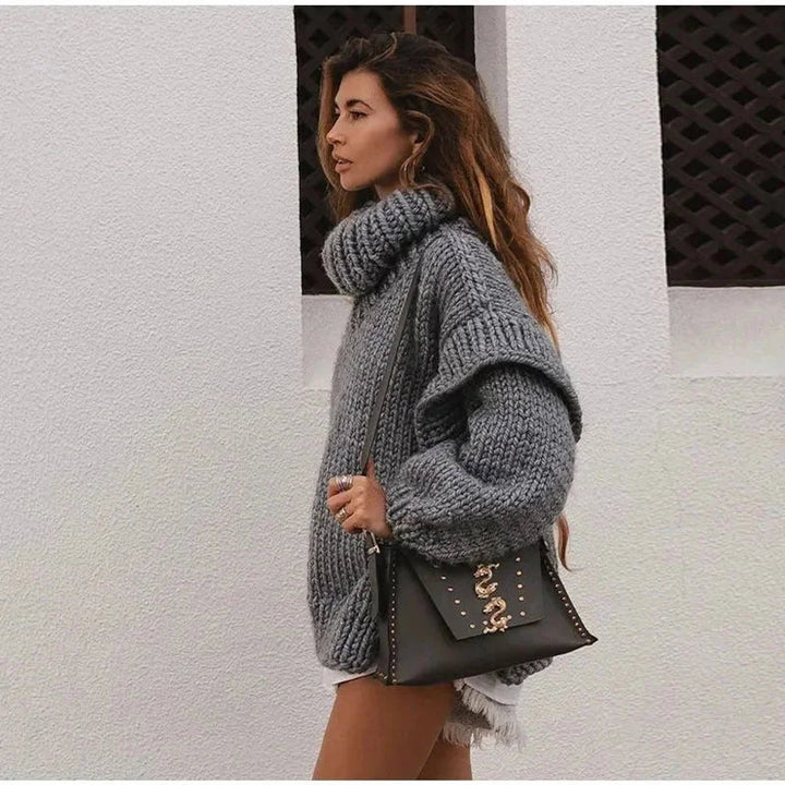Women's Oversized Roll Neck Knitted Jumper Dress