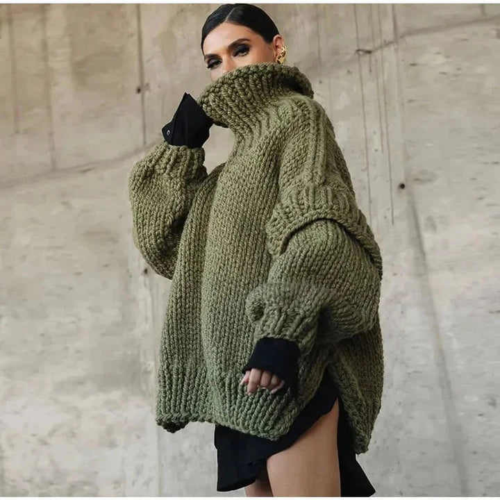 Women's Oversized Roll Neck Knitted Jumper Dress