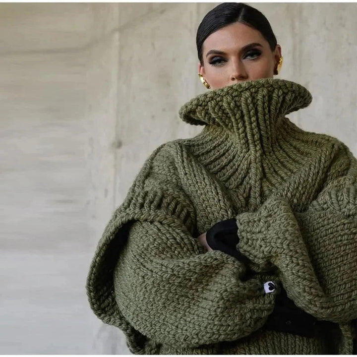 Women's Oversized Roll Neck Knitted Jumper Dress