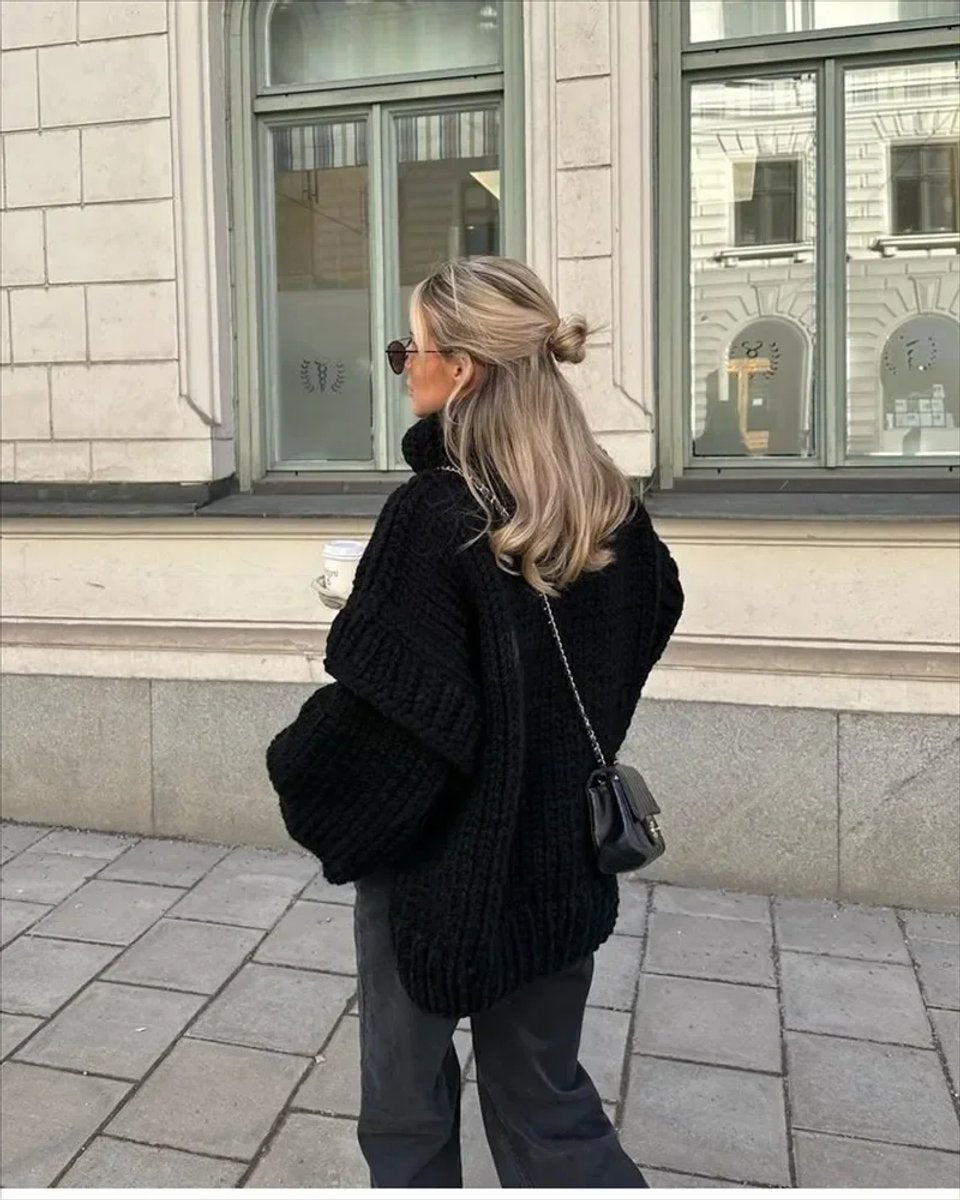 Women's Oversized Roll Neck Knitted Jumper Dress