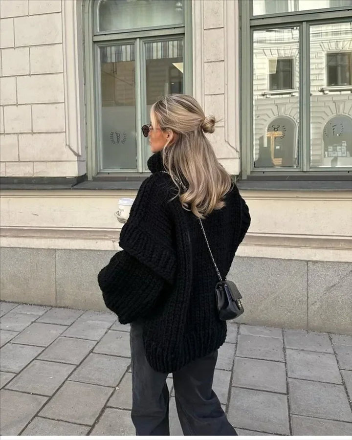 Women's Oversized Roll Neck Knitted Jumper Dress