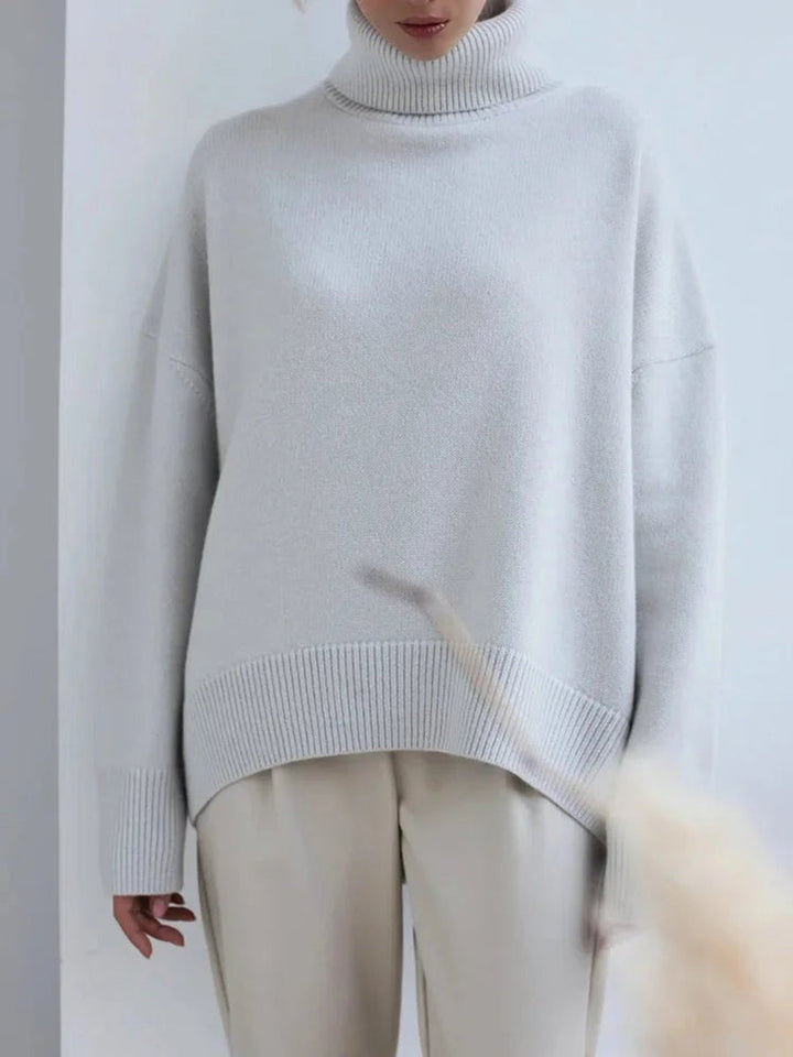 Women's Oversized Roll Neck Knitted Jumper Long Sleeve