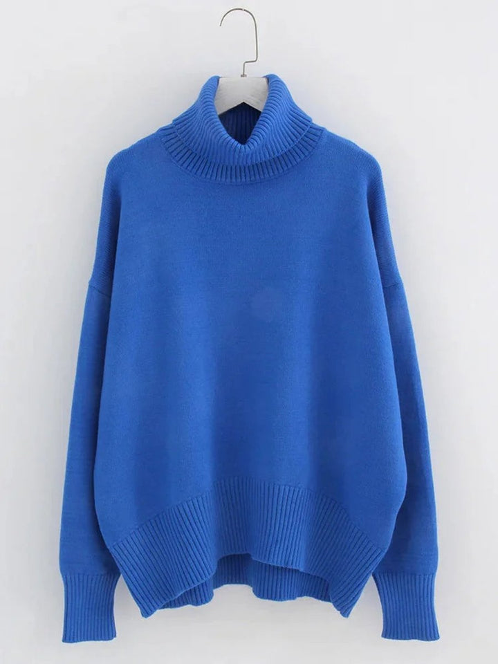 Women's Oversized Roll Neck Knitted Jumper Long Sleeve