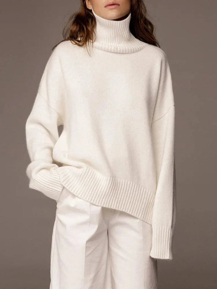 Women's Oversized Roll Neck Knitted Jumper Long Sleeve