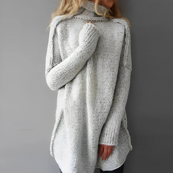 Women's Oversized Roll Neck Knitted Jumper Long Turtleneck Cardigan