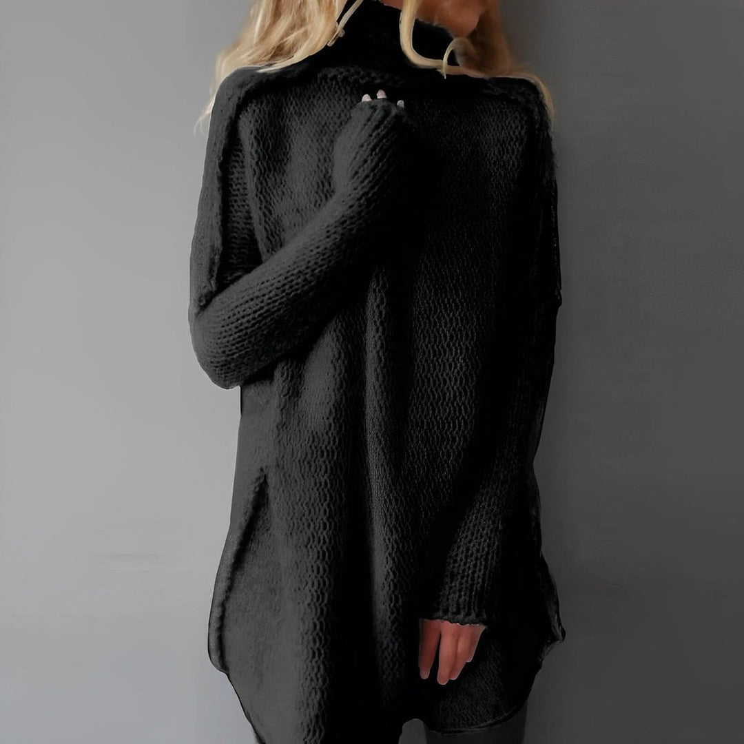 Women's Oversized Roll Neck Knitted Jumper Long Turtleneck Cardigan