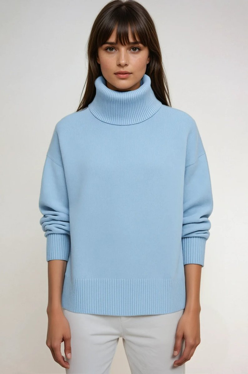 Women's Oversized Roll Neck Knitted Jumper Relaxed Fit