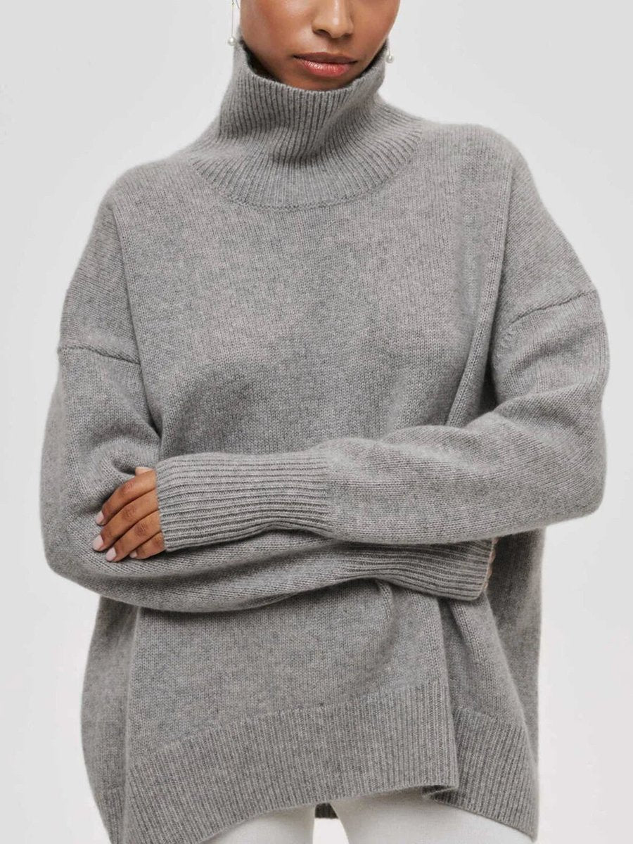 Women's Oversized Roll Neck Knitted Jumper Relaxed Fit