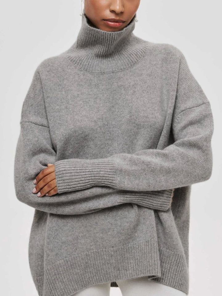 Women's Oversized Roll Neck Knitted Jumper Relaxed Fit