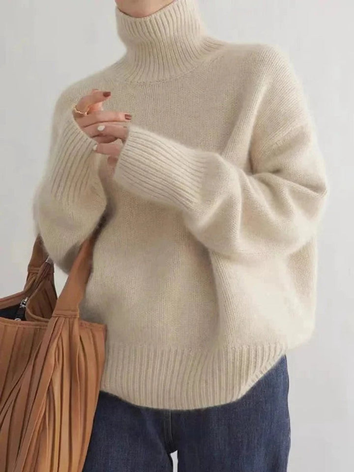 Women's Oversized Roll Neck Knitted Jumper Turtleneck Pullover