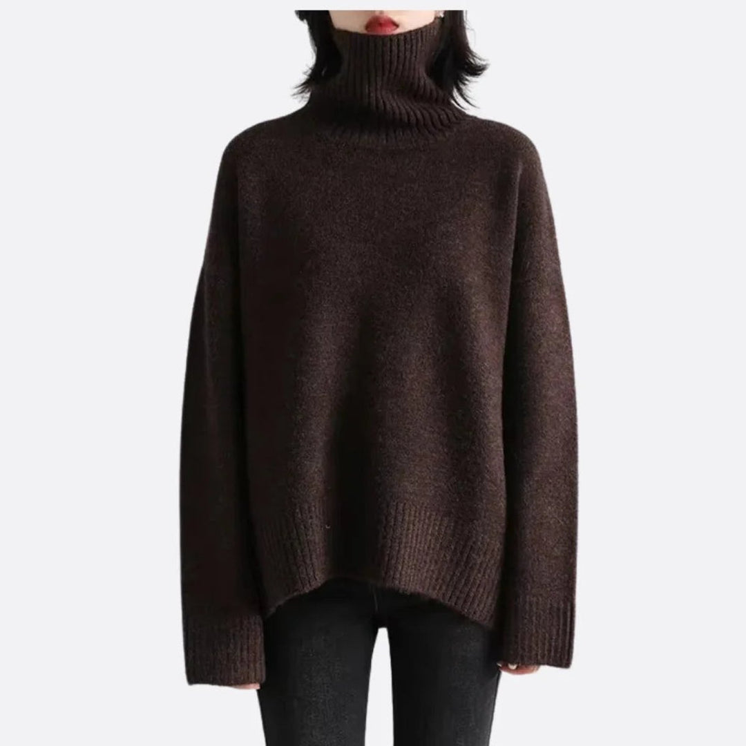 Women's Oversized Roll Neck Knitted Jumper Turtleneck Pullover