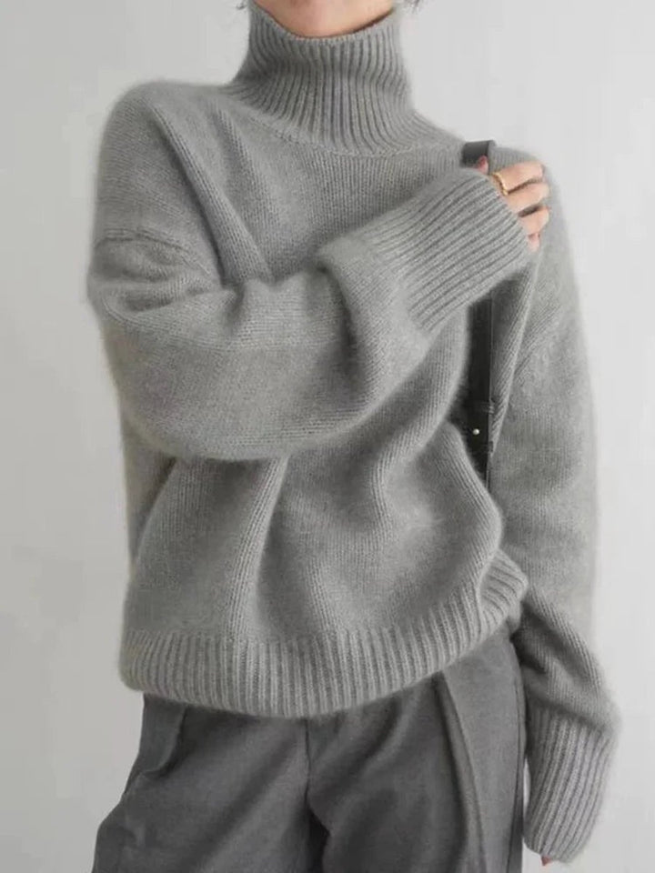 Women's Oversized Roll Neck Knitted Jumper Turtleneck Pullover