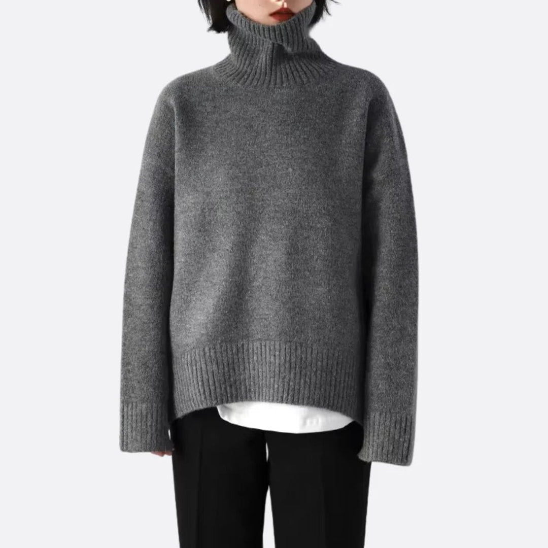Women's Oversized Roll Neck Knitted Jumper Turtleneck Pullover
