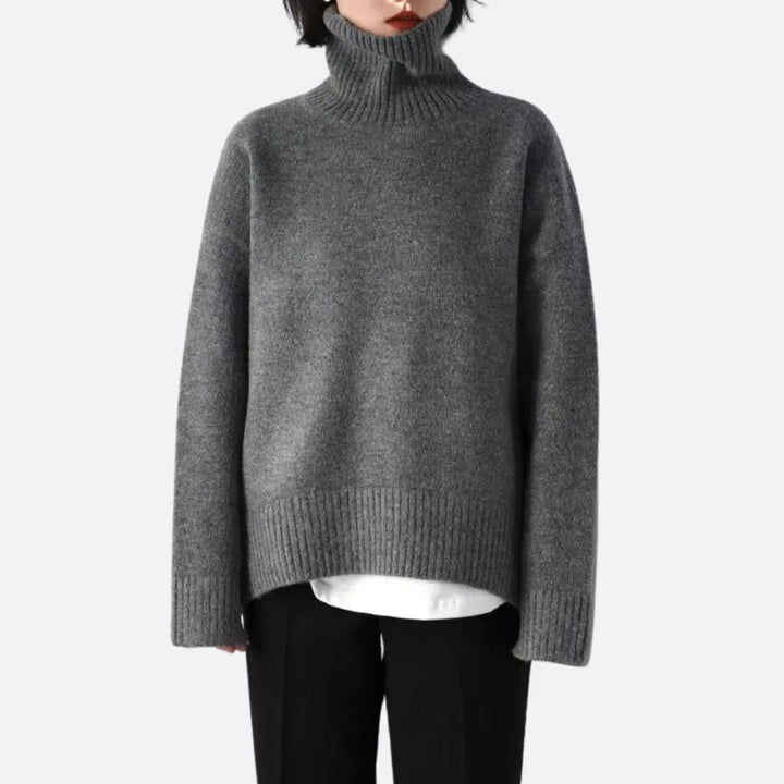 Women's Oversized Roll Neck Knitted Jumper Turtleneck Pullover