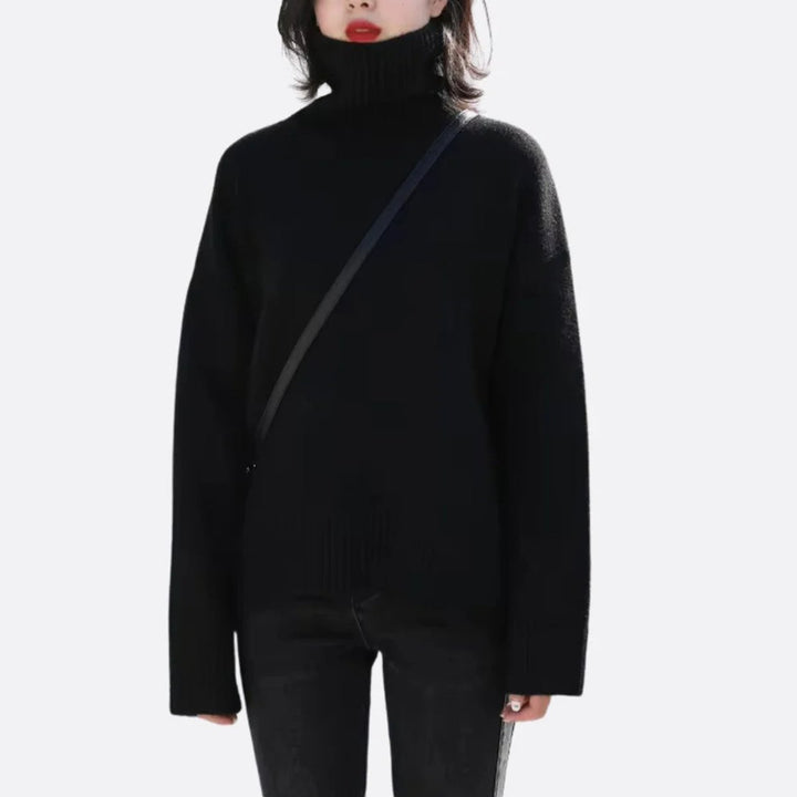 Women's Oversized Roll Neck Knitted Jumper Turtleneck Pullover