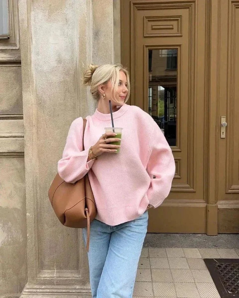 Women's Oversized Soft Knitted Jumper Long Sleeve Crewneck