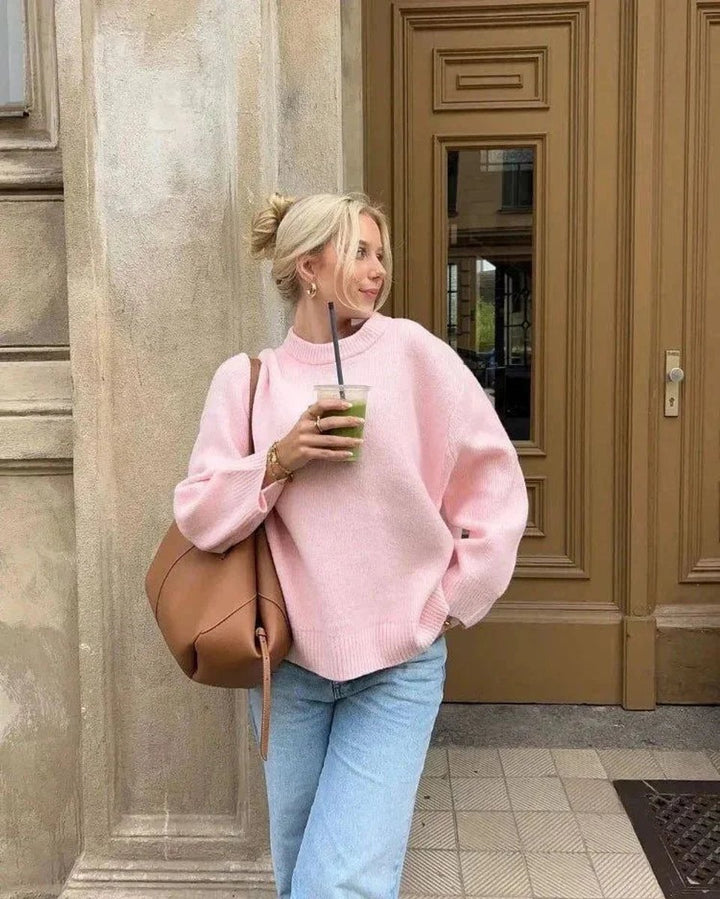 Women's Oversized Soft Knitted Jumper Long Sleeve Crewneck
