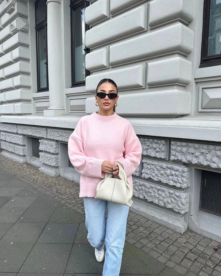 Women's Oversized Soft Knitted Jumper Long Sleeve Crewneck