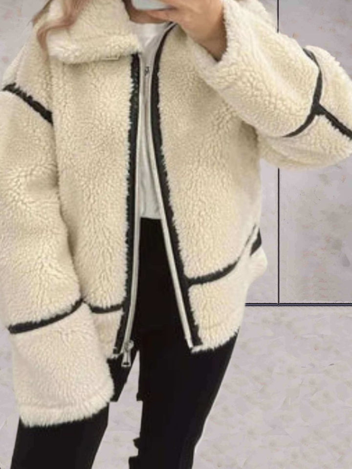 Women's Oversized Teddy Fleece Zip-Up Coat