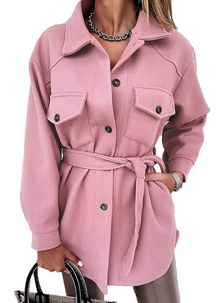 Women's Oversized Wool Coat Button-Front Longline Shacket