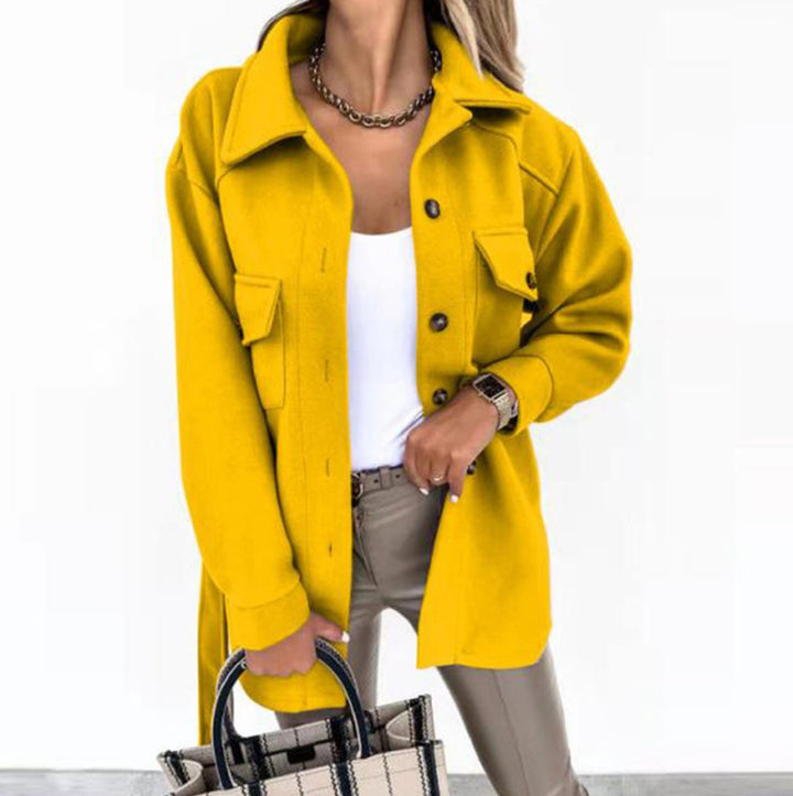 Women's Oversized Wool Coat Button-Front Longline Shacket