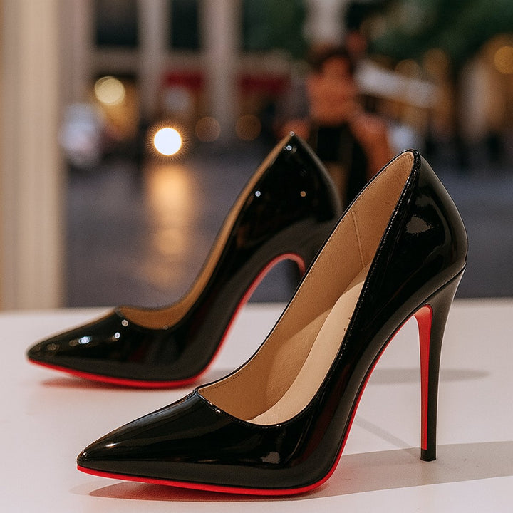 Women's Patent Leather Pointed-Toe Heeled Court Shoes