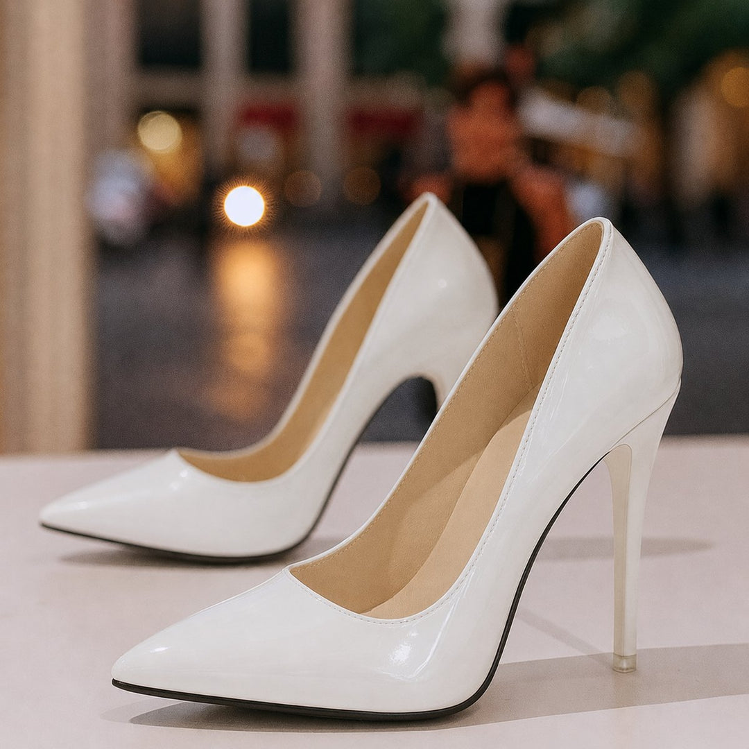 Women's Patent Leather Pointed-Toe Heeled Court Shoes
