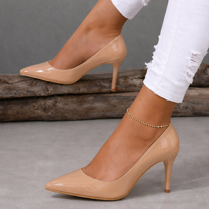 Women's Patent Pointed-Toe Heeled Court Shoes Red Sole