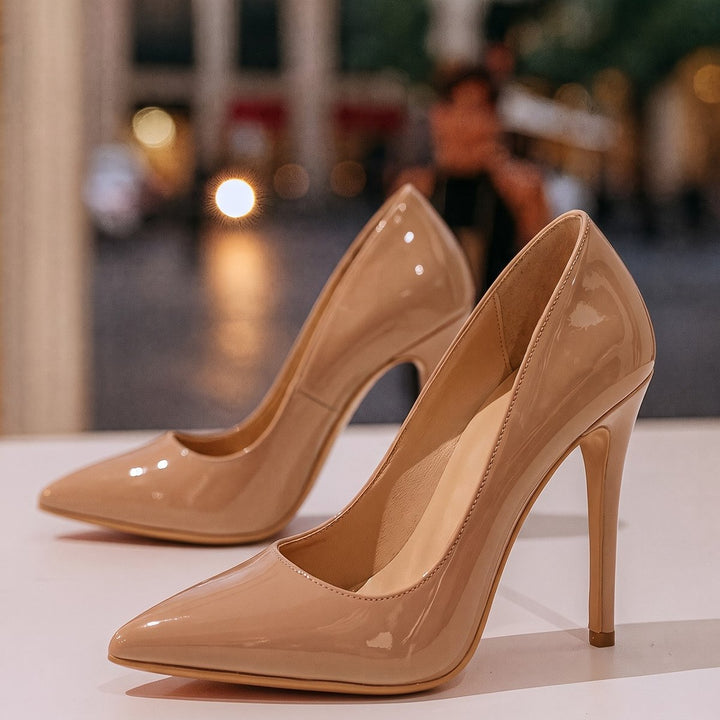 Women's Patent Pointed-Toe Heeled Court Shoes Red Sole