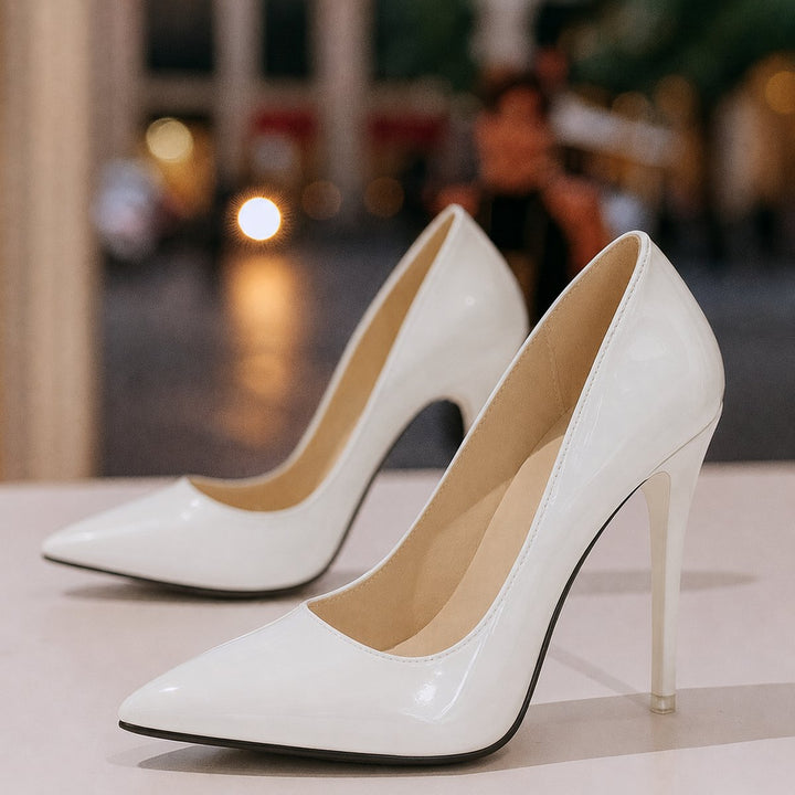Women's Patent Pointed-Toe Heeled Court Shoes Red Sole