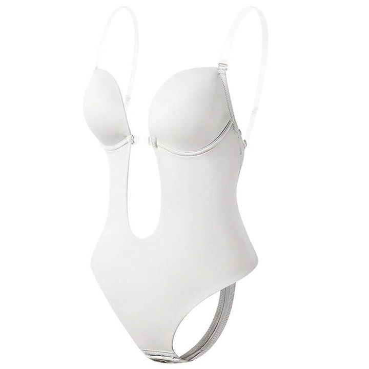 Women's Plunge Backless Shapewear Bodysuit Removable Clear Straps